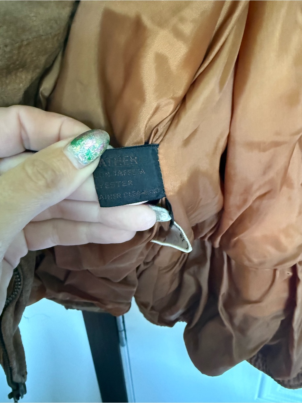 Vintage brown suede and leather patchwork bomber jacket by Winlit - M - Picture 6 of 10